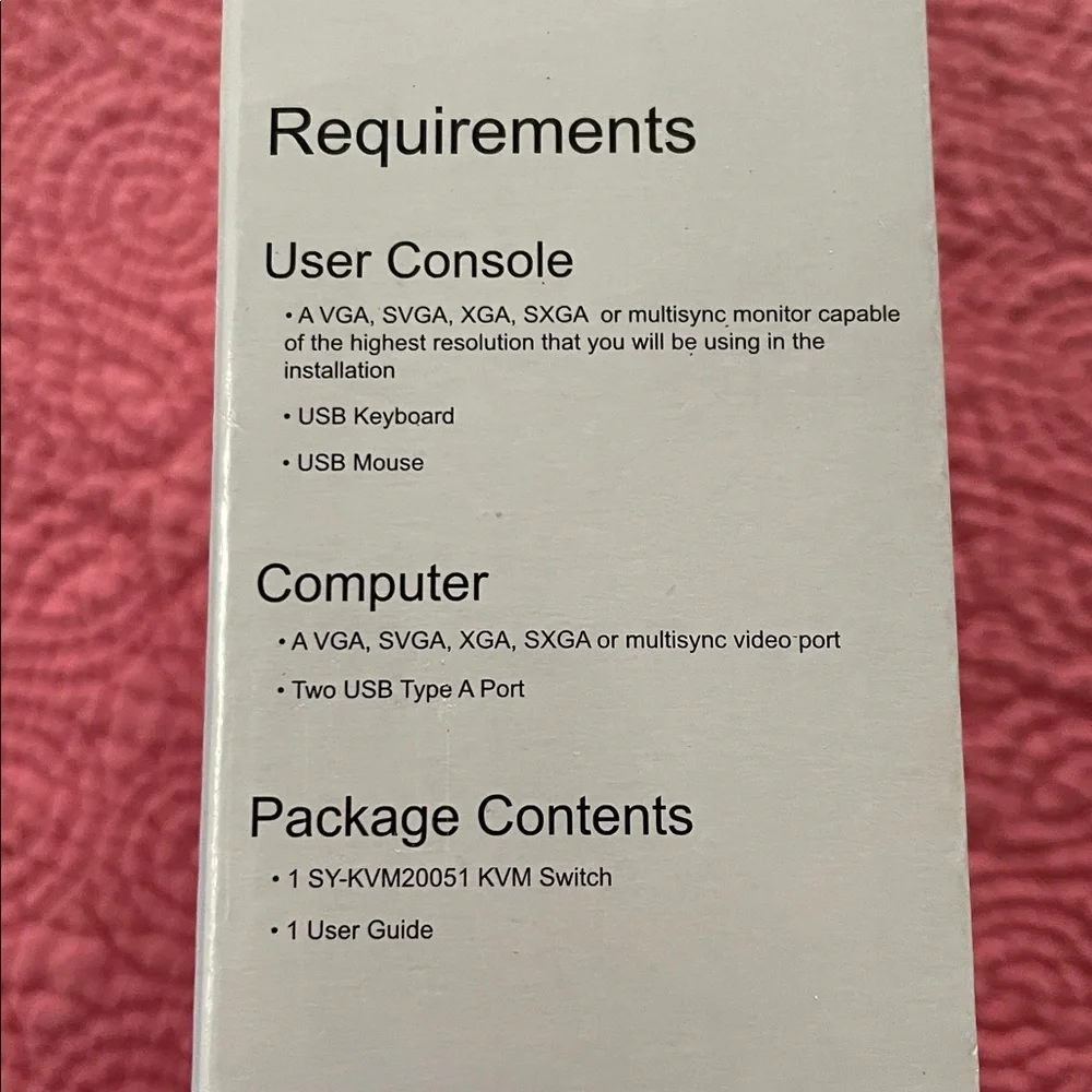 NWT Syba 2 Port USB Cable KVM Switch NIB unused